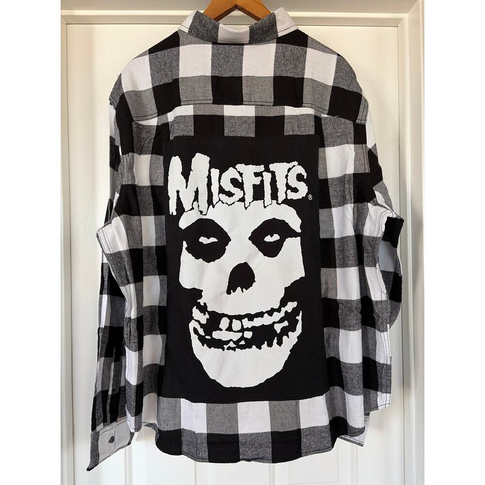 Misfits Upcycled Flannel Shirt Handmade Unisex Size XXL 2XL